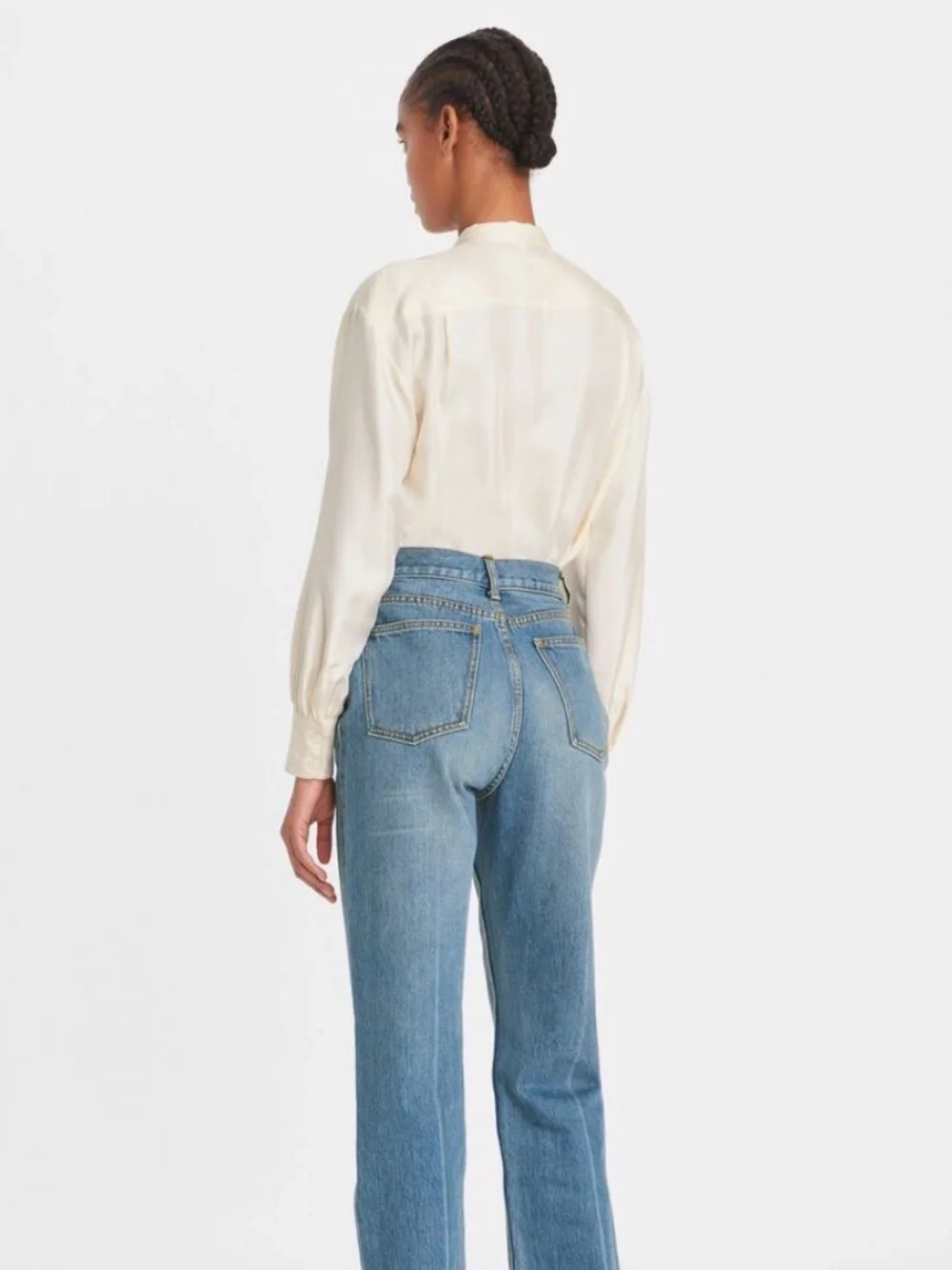 TORY BURCH • NWT silk bow blouse French cream size 2 button down top